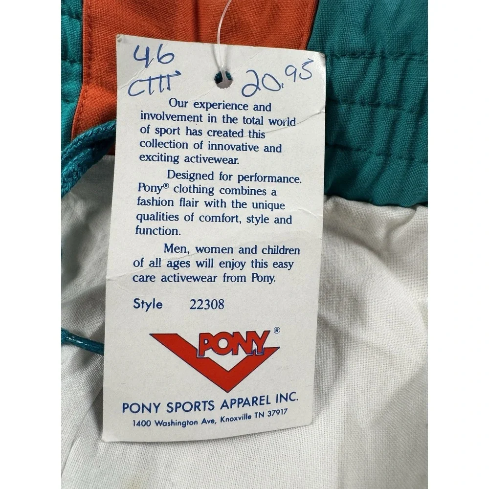 Vintage Pony Marino Decks Mens Nautical Shorts L Teal Orange Deadstock NWT 90s